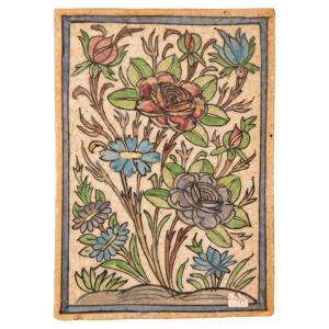 Antica piastrella persiana con fiori - n. 2127/1 -