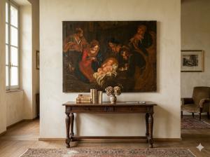 Dipinto ad Olio su Tela raffigurante Natività - Conservato_car 3399
