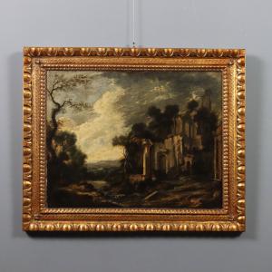Dipinto Attribuito a Pieter De Witte II - Paesaggio con Rovine Classicheggianti