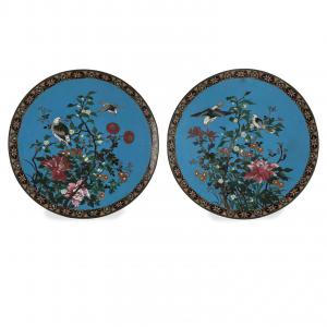 Pair of Japanese Cloisonne Dishes Meiji Period 1868-1912