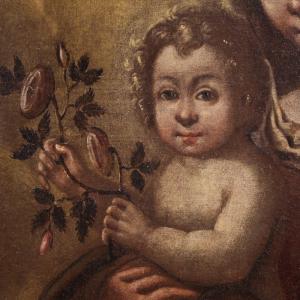Antico dipinto italiano Madonna con bambino del XVII secolo - Foto 9