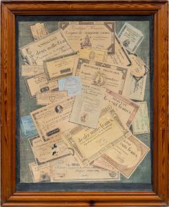 A.A. Lejeune (attivo nel XVIII secolo) attribuito - Trompe l'oeil con assignats e documenti della Rivoluzione francese.