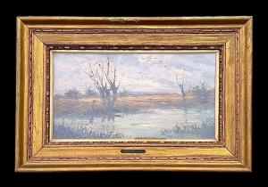 Ölgemälde auf Holz, betitelt 'Der Herbst'. Giuliano Amadori. Bologna 1883-1972.