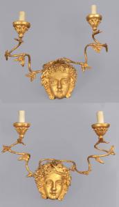 A pair of Louis XVI two-light wall lights, Tuscany, second half of the 18th century
