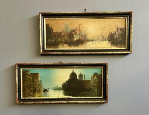 Pair of paintings, oil on board signed and dated "Van Hier '72" – "Venetian Lagoon View and Dutch Port View"