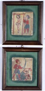 Due miniature su pergamena rappresentanti esecuzioni capitali Etiopia XVIII secolo 