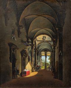 Interno di chiesa: l'arresto della monaca di Monza, Cerchia di Giovanni Migliara (1785 - 1837)