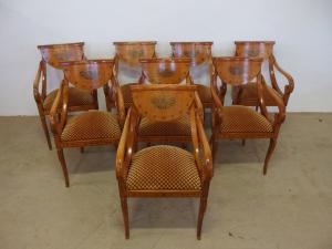 GRUPO DE N. 8 POLTRONAS ESTILO IMPÉRIO MODELO GÔNDOLA ÉPOCA 900 FRANÇA cm L53xP49xA90