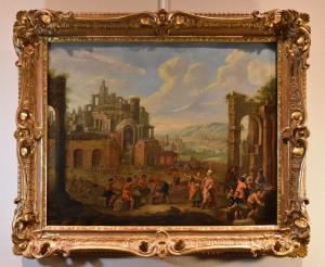 Construction of the Tower of Babel, Flemish painter 17th-18th century