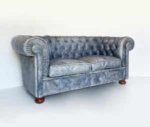 Divano in pelle tipo Chester - color jeans