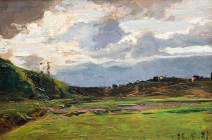 Lorenzo Delleani, “Hilly Landscape”, oil on panel, 1887
