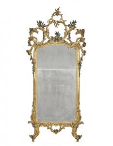 Specchiera con cornice in legno intagliato e dorato, Lombardia secolo XVIII