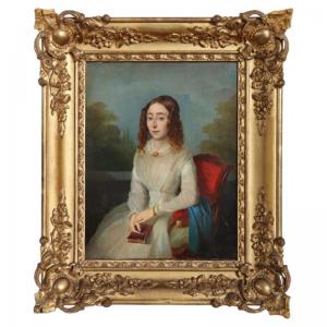 Ritratto di giovane donna dipinto olio su tela secolo XIX