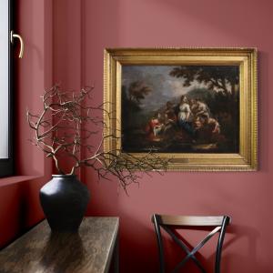 Antico quadro veneziano del XVIII secolo, Mosè salvato dalle acque - Foto 5