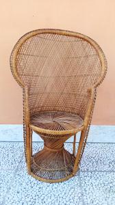 Poltrona a pavone in vimini 80lx118hx56p