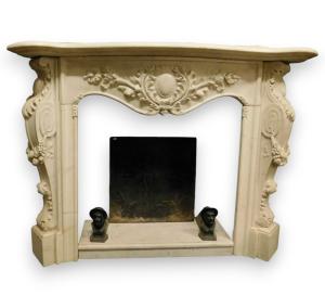 CHM521 - Majestic Carrara white marble fireplace, 18th century, from France, dimensions cm W 170 x H 126 x D 45