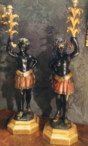 Coppia di sculture raffiguranti “Mori veneziani “.Periodo primi dell ‘800