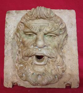 Mascherone/Bocca da Fontana - Volto di Filosofo - 30 x 32 cm - Marmo Trani - xx secolo - Venezia