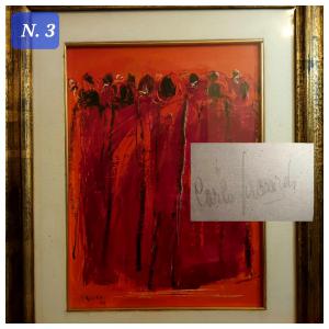 QUADRO AD OLIO "FIGURE IN ROSSO" CARLO SACCARDI