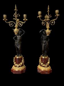 Pair of candelabra, late 18th century.