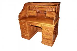 Scrivania a rullo americana in legno di noce di inizio 1900