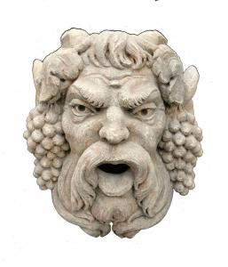 Mascherone/Bocca da Fontana - Volto di Fauno - Pietra di Vicenza - Venezia - 40 x 36 cm