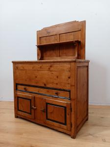 Rustikale Brotschrank-Anrichte aus Tannenholz mit Regal - aufklappbare Platte - Ende des 19. Jahrhunderts