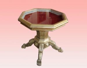 Tavolino francese stile Impero a bacheca del 1800 in legno dorato foglia oro 