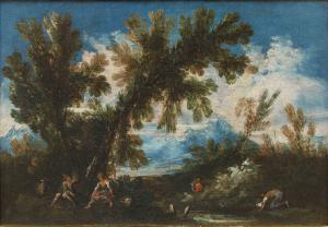 Antonio Francesco Peruzzini (Ancona, 1643 or 1646 – Milan, 1724), Landscape with figures