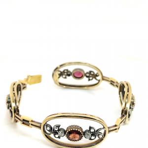 BRACCIALE SEMIRIGIDO IN ORO ARGENTO RUBINI E DIAMANTI
