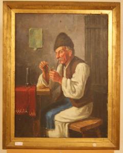 Antique oil on canvas painting by Andor G. Horvath (1876-1966)