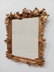 Specchiera dorata con foglie e tralci - specchio - cornice barocca - fine 800