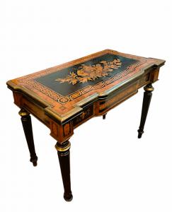 Tavolo consolle da gioco intarsiato