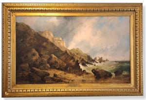"NAUFRAGIO SULLA COSTA DELLA CORNOVAGLIA" - OLIO SU TELA - JOHN SYER (1815 - 1885)