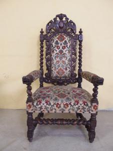 POLTRONA-TRONO IN NOCE STILE RINASCIMENTO EPOA FINE 800  cm L 66xP35xH138