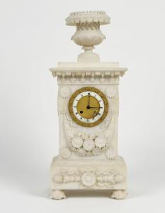 Orologio da tavolo in alabastro, prima meta del XIX secolo, Francia
