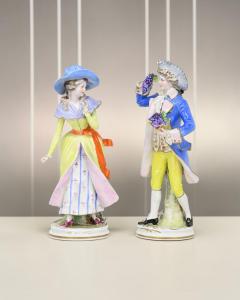 Capodimonte - Coppia Di Figure In Porcellana Policroma - Italia Anni 20 