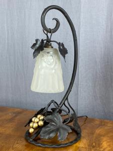 DEGUÉ wrought iron lamp from France, early 20th century, H. 45