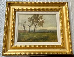 Pintura “Paisagem com árvores”, assinada Giuseppe Gheduzzi - século XX.