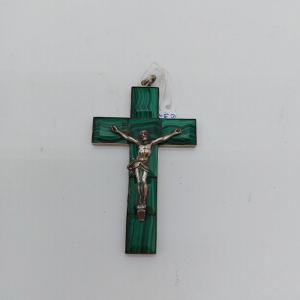 Crocifisso  argento e malachite