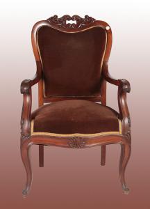 Conjunto de 4 poltronas francesas do século XIX em estilo Luís Filipe em madeira de mogno.