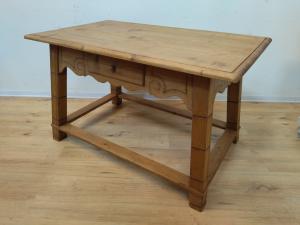 Rustic Tyrolean fir table with crossbars - South Tyrol tempt - dated 1938