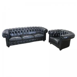 Conjunto de sala de estar em couro estilo Chesterfield PREÇO NEGOCIÁVEL
