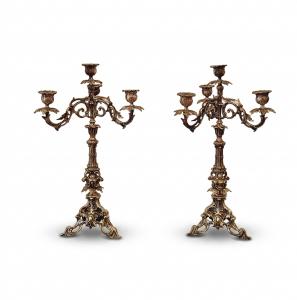 PAIR OF SILVER-PLATED CANDELABRA LATE 19TH CENTURY