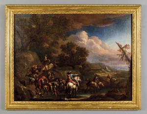 Christian Reder genannt Monsù Leonardo, Die Furt, Öl auf Leinwand