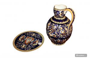 Brocca con piatto In Ceramica Maiolica