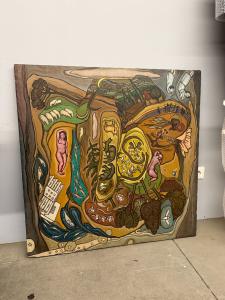 Gemälde auf Leinwand "Das Chaos" Sofia Paceviciene, Rom 1986, 95x93cm