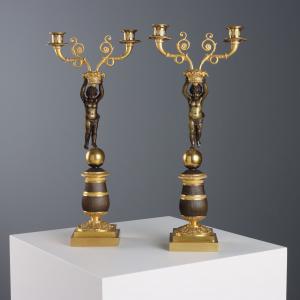 Paar Kandelaber im Napoleon III Stil, Italien Mitte 20. Jahrhundert