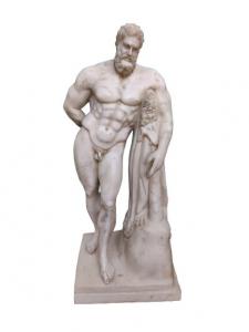 Scultura mitologica - Ercole in marmo -  H 62 cm