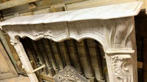 Marble fireplace.